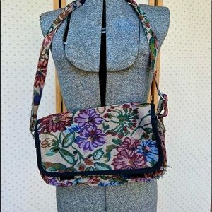 Vintage Floral Tapestry Crossbody Bag Purse